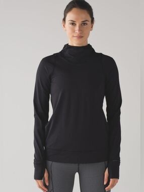 Lululemon Athletica Cadence Crusher Long Sleeve Hoodie W/ Ponytail Hole- In Blk